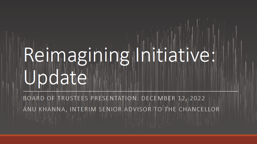 Title page of reimagining initiative presentation